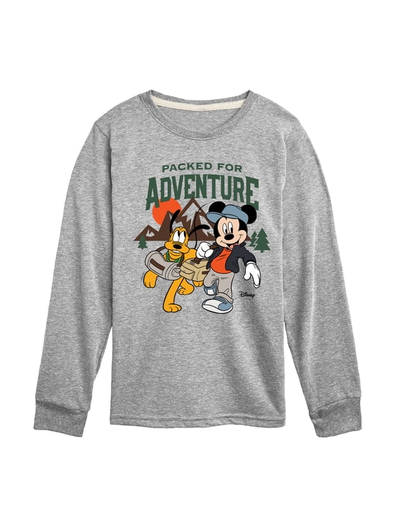 - Packed For Adventure Pluto Mickey Boys' Long Sleeve Graphic T-Shirt