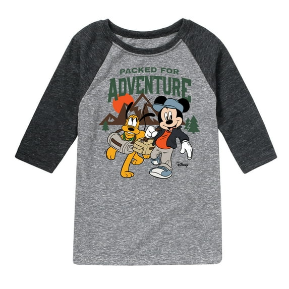 Disney Standard - Packed For Adventure Pluto Mickey - Toddler & Youth Raglan Graphic T-Shirt