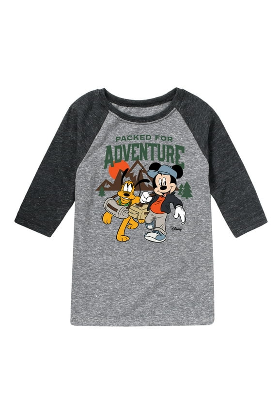 Standard - Packed For Adventure Pluto Mickey - Toddler & Youth Raglan Graphic T-Shirt
