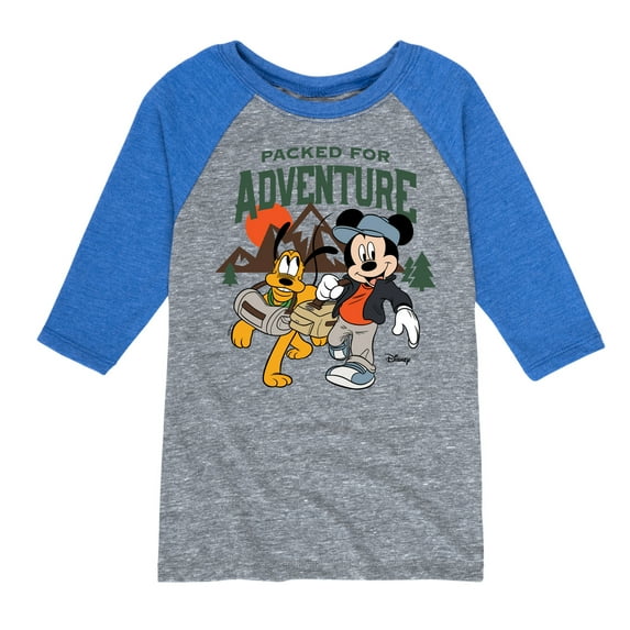Disney Standard - Packed For Adventure Pluto Mickey - Toddler & Youth Raglan Graphic T-Shirt