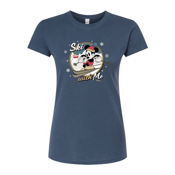 Disney - Ski With Me - Juniors Fitted Graphic T-Shirt
