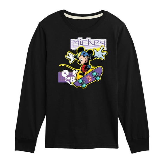 Disney - Standard Sports - SK8 Mickey - Retro Style - Youth Long Sleeve Graphic T-Shirt
