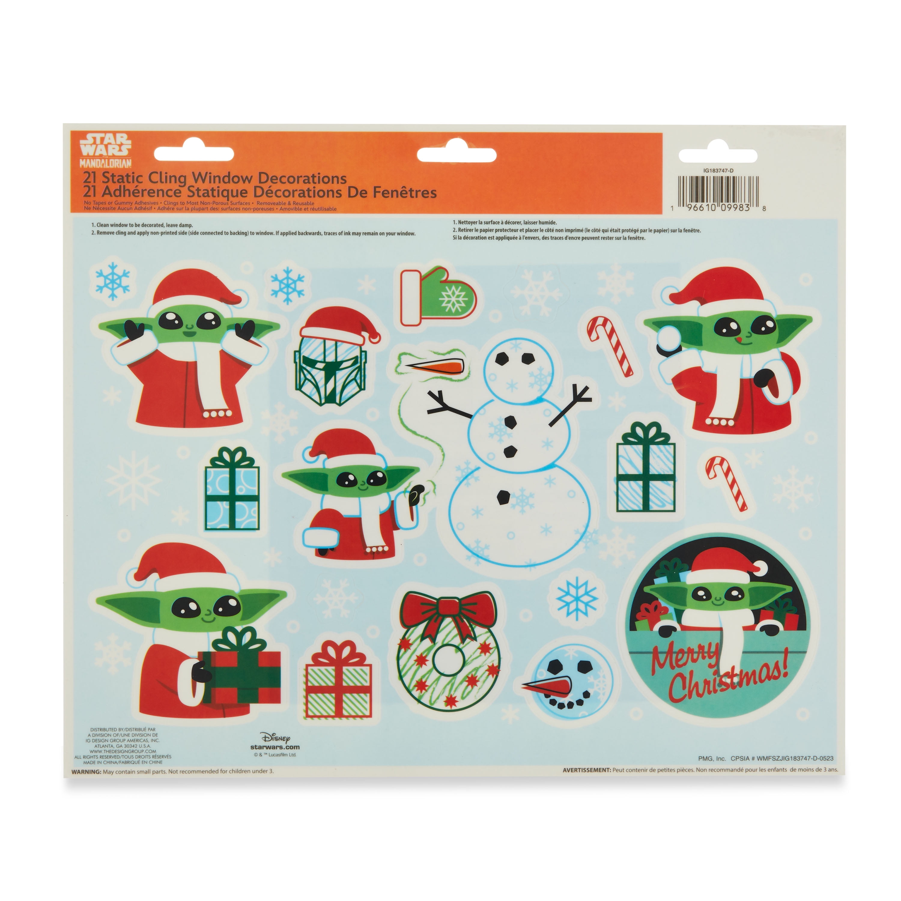 Disney Star Wars Christmas Static Window Clings Holiday Decorating Multi Colored Paper Plastic 21 Pieces