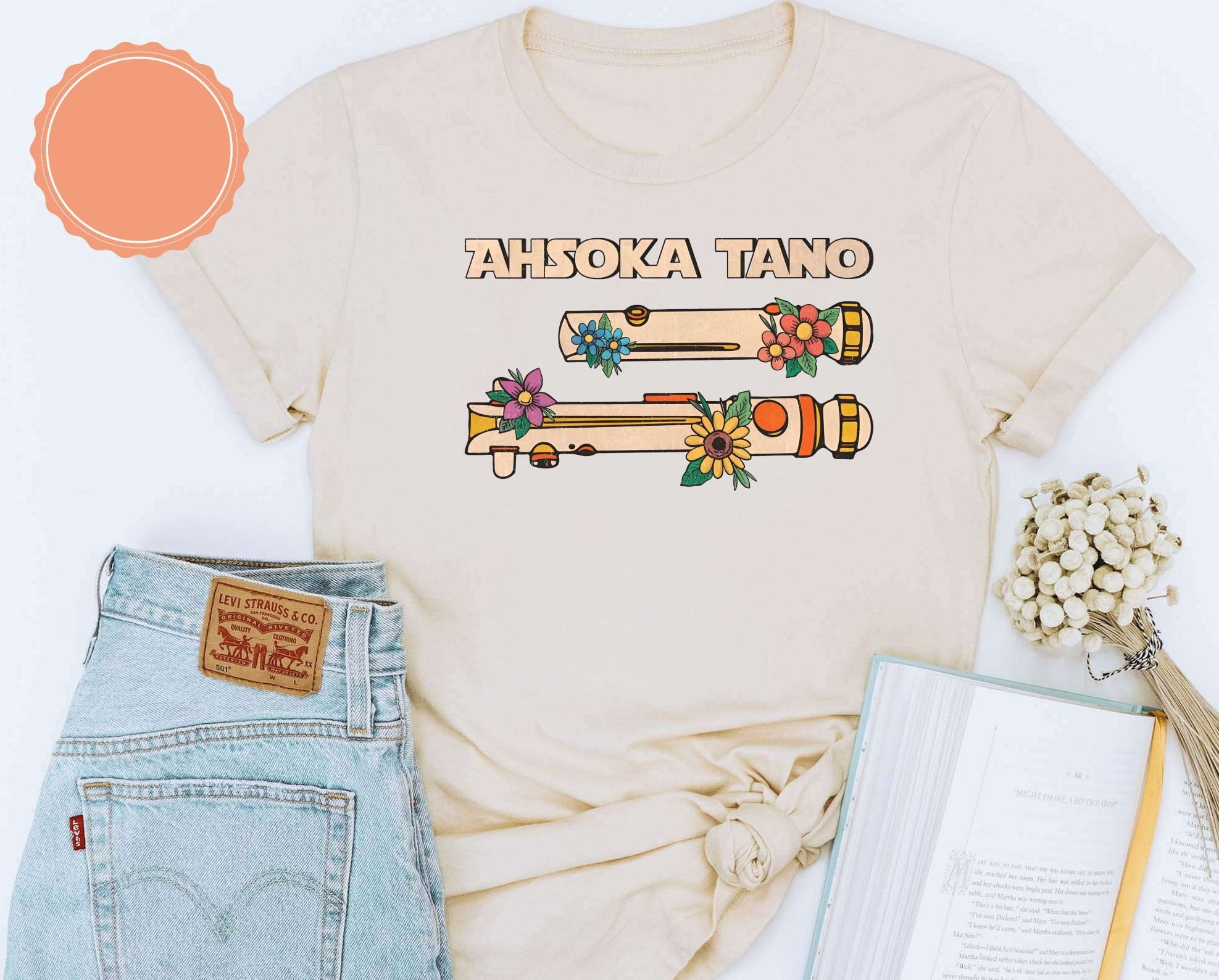 Disney Star Wars Day 2024 Shirt, Ahsoka Tano Jedi Lightsaber Floral