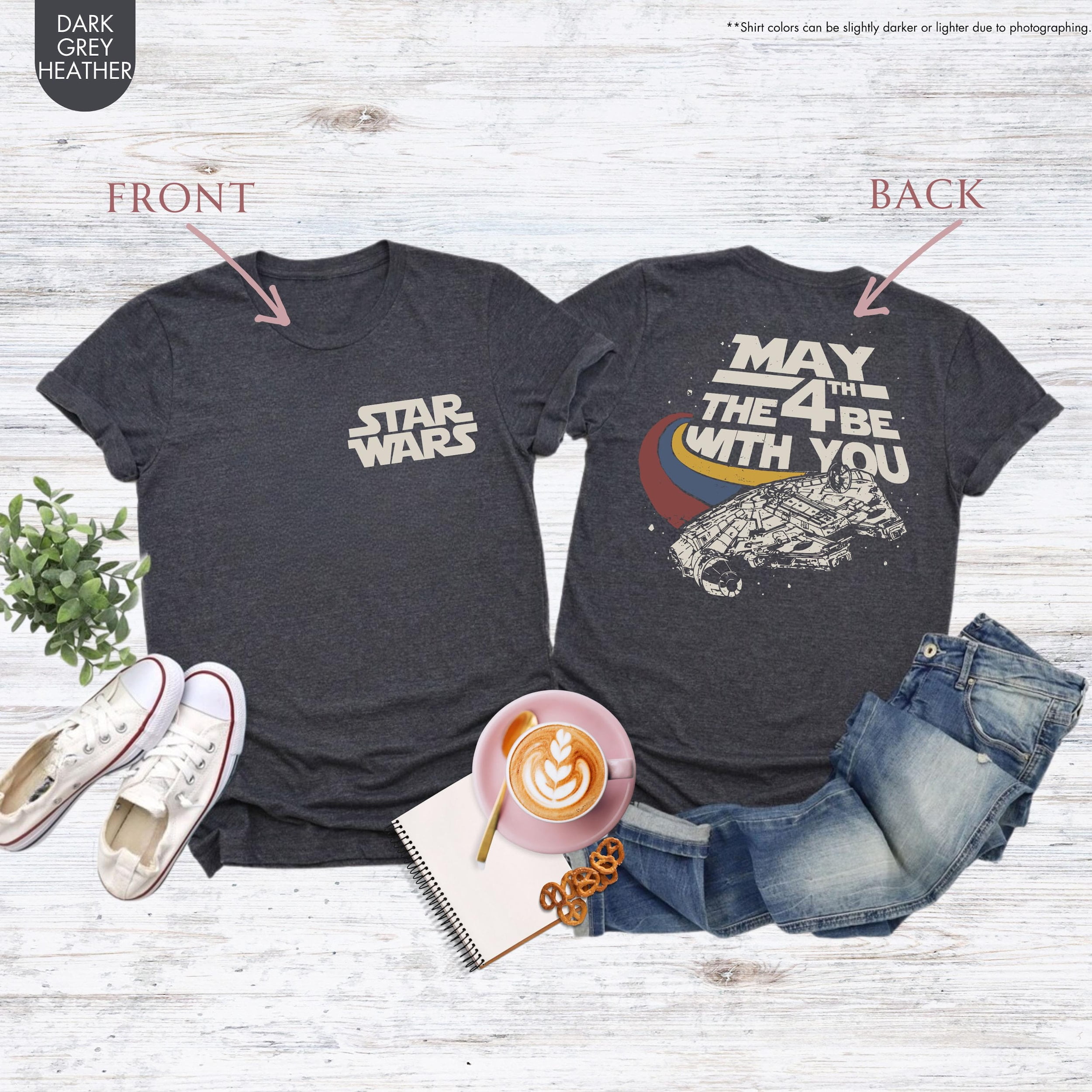 Star Wars Millennium Falcon Retro T-Shirt - May The 4th Be With You Official Licensed Apparel