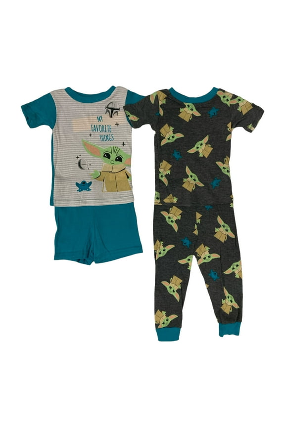Disney Star Wars Mandalorian 4 Piece Short Sleeve Cotton Pajama Set (2T)