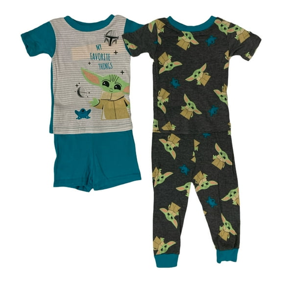 Disney Star Wars Mandalorian 4 Piece Short Sleeve Cotton Pajama Set (4T)