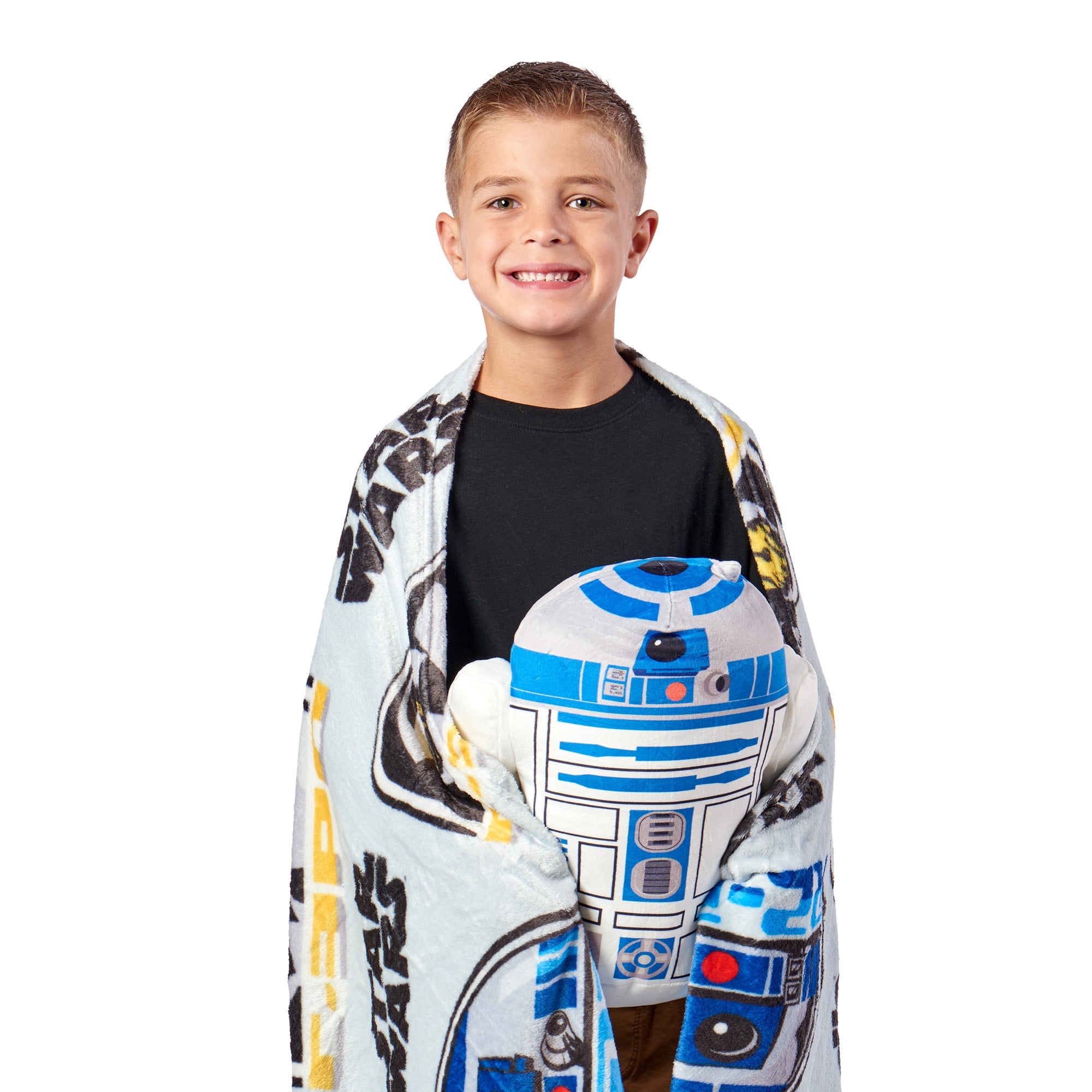 Disney Star Wars R2-D2 Droid Silk Touch Throw Blanket and Plush Character Hugger Set