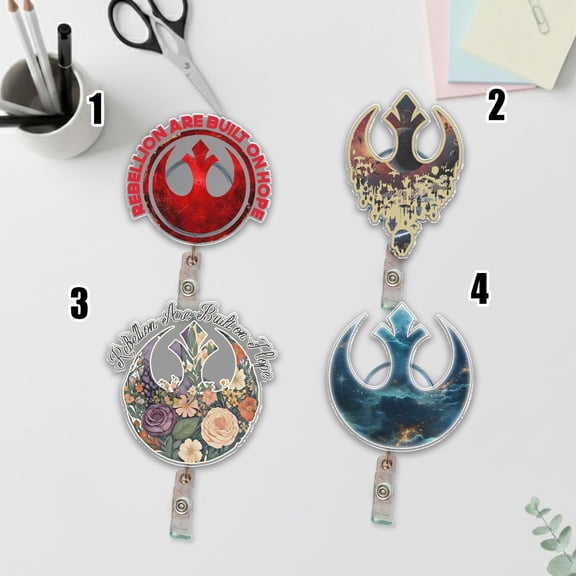 Disney Star Wars Rebel Floral Badge Reel, Rebellions Are Built On Hope ID, Star Wars Day Badge Reel, Galaxy Edge Fan Gift NHOR08