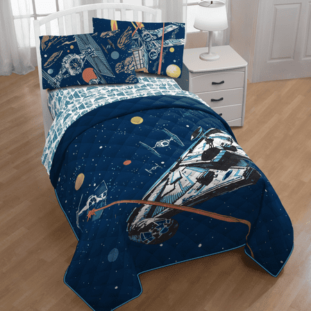 Disney Star Wars Space Adventure 4 Piece Twin Size Kids Quilt Set