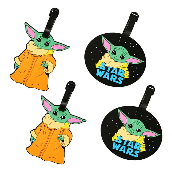 Disney Star Wars The Mandalorian Grogu Green Luggage Tag Set, 4 Pieces