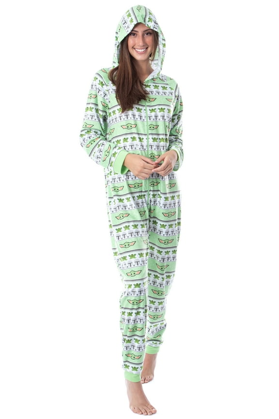 Disney Star Wars' Ugly Sweater Sleep Pajama Jumpsuit Union Suit Hooded PJ