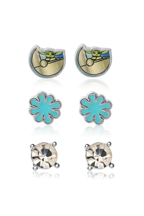 Star Wars Women's The Mandalorian Fashion Stud Earrings Set, 3 Pairs