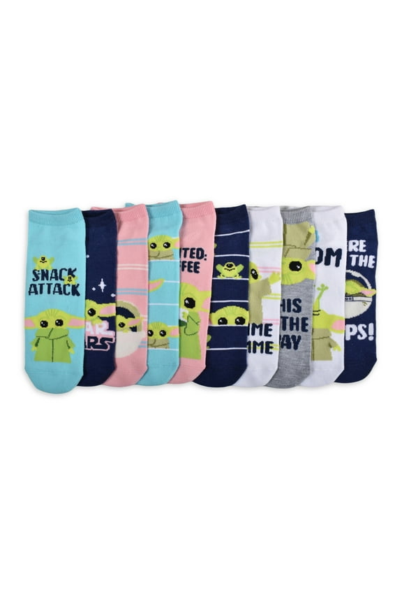 Disney Star Wars the Mandalorian Women's Low-Cut Socks, 10-Pack, Shoe Size 4-10