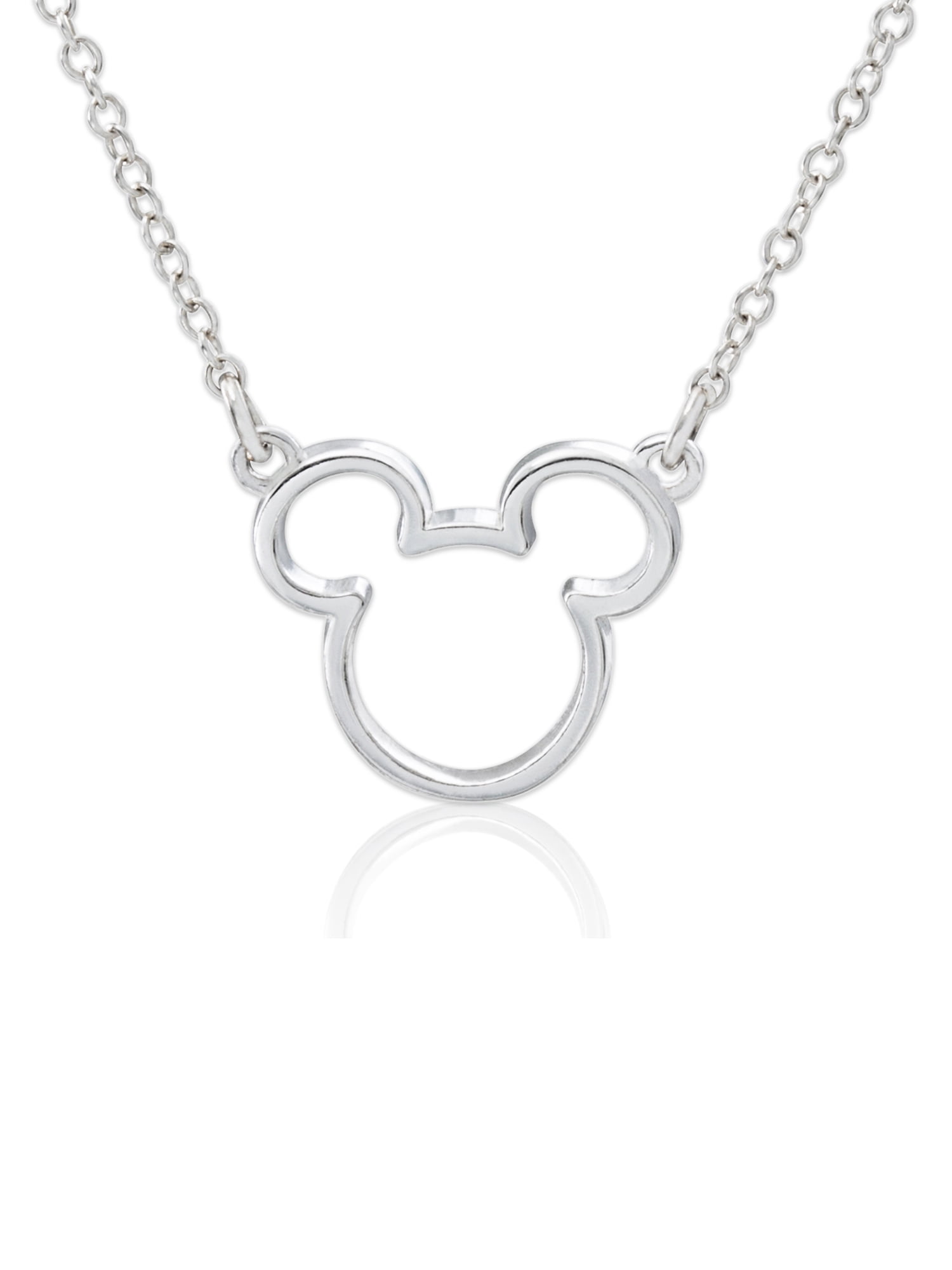 Silver Disney Mickey Mouse Diamanté Earrings and Necklace Set | New Look