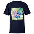 thumbnail image 1 of Disney Stich and Angel Shamrock St. Patrick’s Day - Short Sleeve T-Shirt for Kids - Customized-Navy, 1 of 5