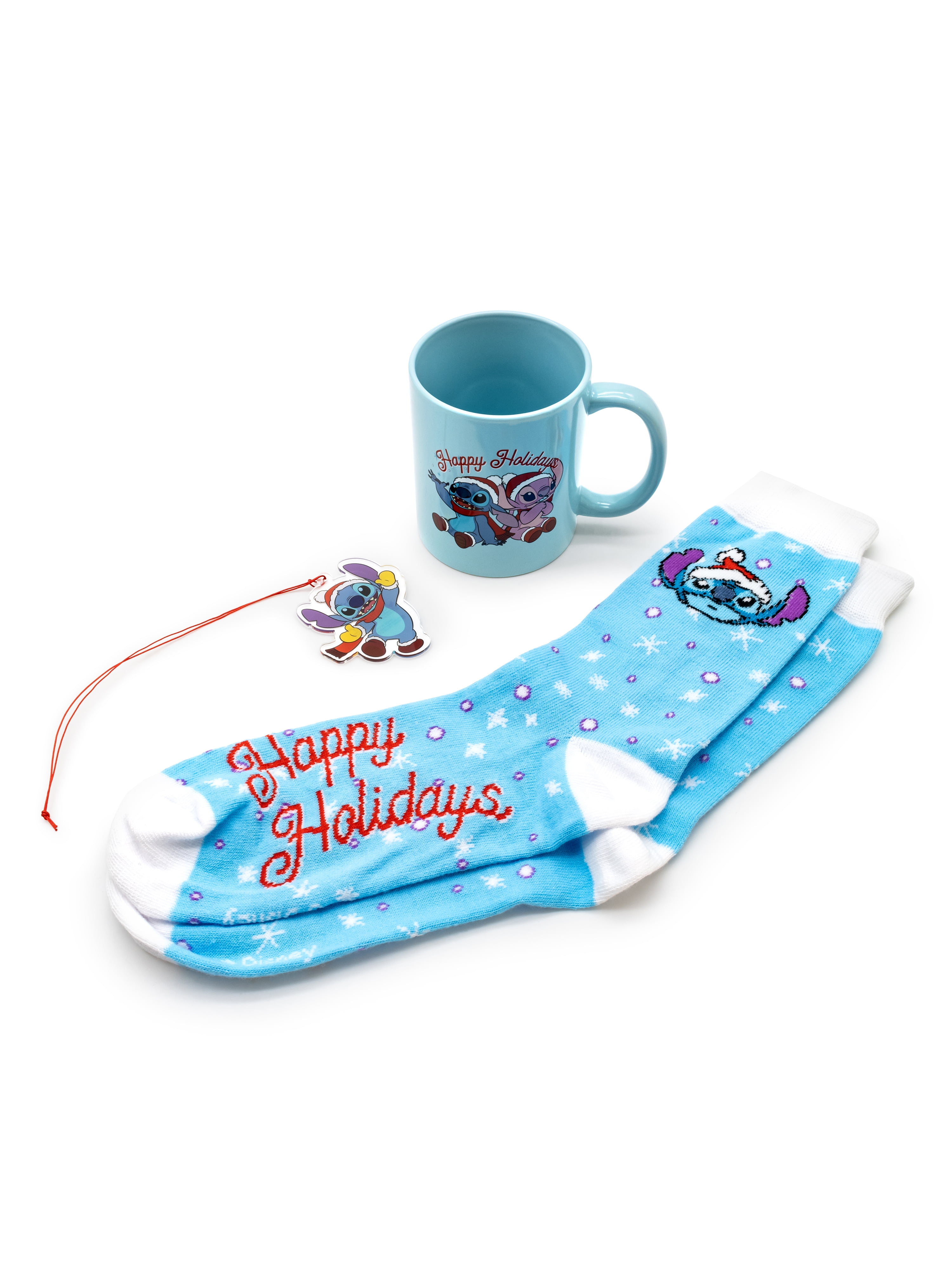 Disney Stitch 12 oz Mug, Socks and Acrylic Décor Holiday Gift Set
