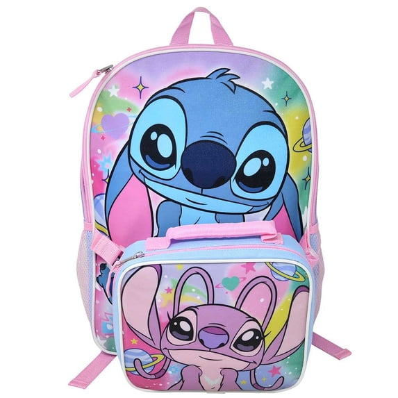 Disney Stitch 16" Backpack with Lunch Bag, stitch & angel