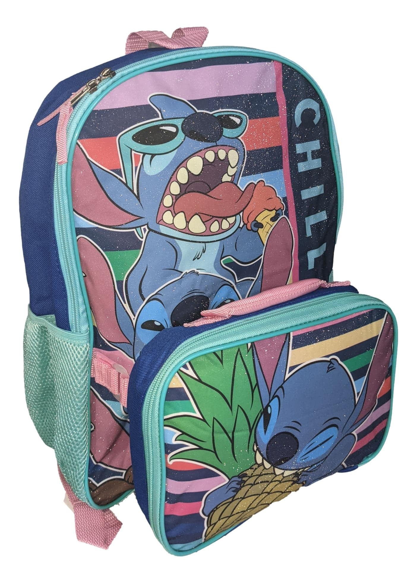 Disney Stitch 16 Inch School Backpack With Removable Lunch Box Set Lilo & Stitch