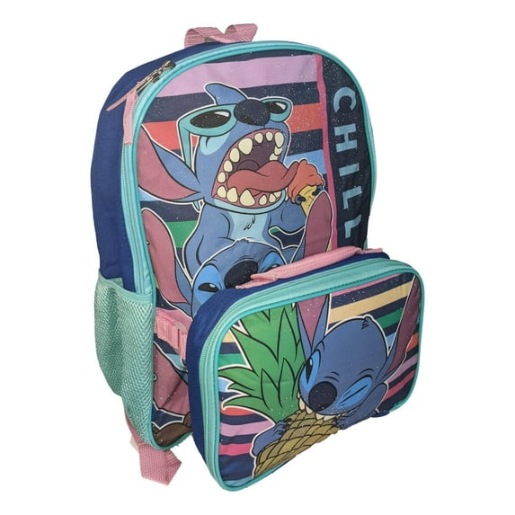 Disney Stitch 16 Inch School Backpack With Removable Lunch Box Set Lilo & Stitch
