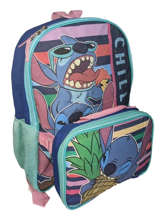 Disney Stitch 16 Inch School Backpack With Removable Lunch Box Set Lilo & Stitch