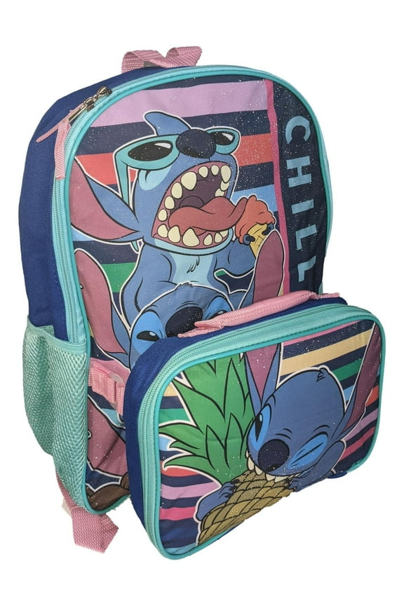 Disney Stitch 16 Inch School Backpack With Removable Lunch Box Set Lilo & Stitch