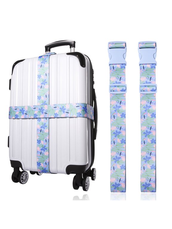 Stitch 2-Piece Luggage Strap Set - Light Tropical Design