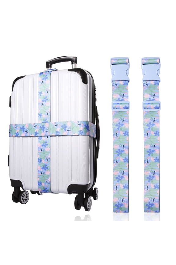 Stitch 2-Piece Luggage Strap Set - Light Tropical Design