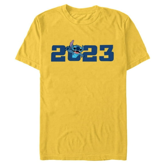 Disney Stitch 2023 Celebration 100th Anniversary New Year - Short Sleeve Blended T-Shirt for Adults - Customized-Yellow