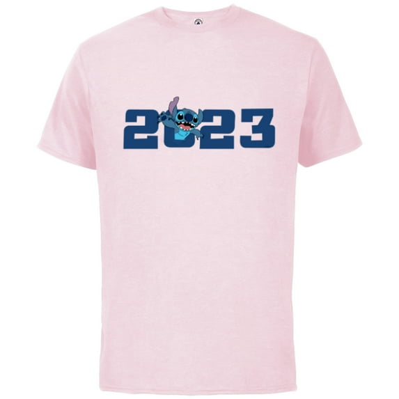 Disney Stitch 2023 Celebration 100th Anniversary New Year - Short Sleeve Cotton T-Shirt for Adults - Customized-Soft Pink