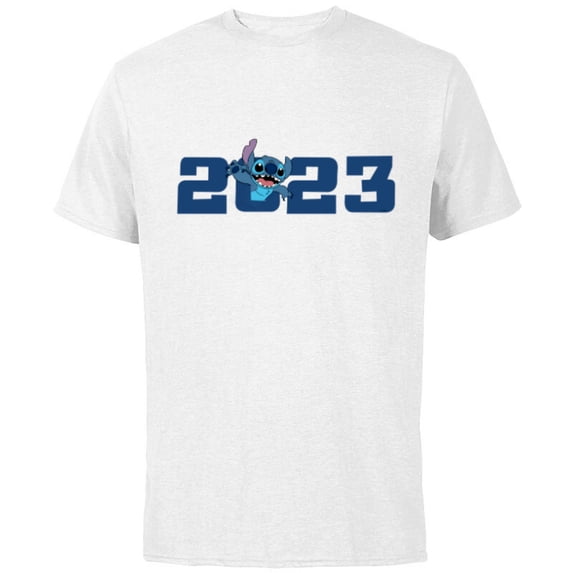 Disney Stitch 2023 Celebration 100th Anniversary New Year - Short Sleeve Cotton T-Shirt for Adults - Customized-White