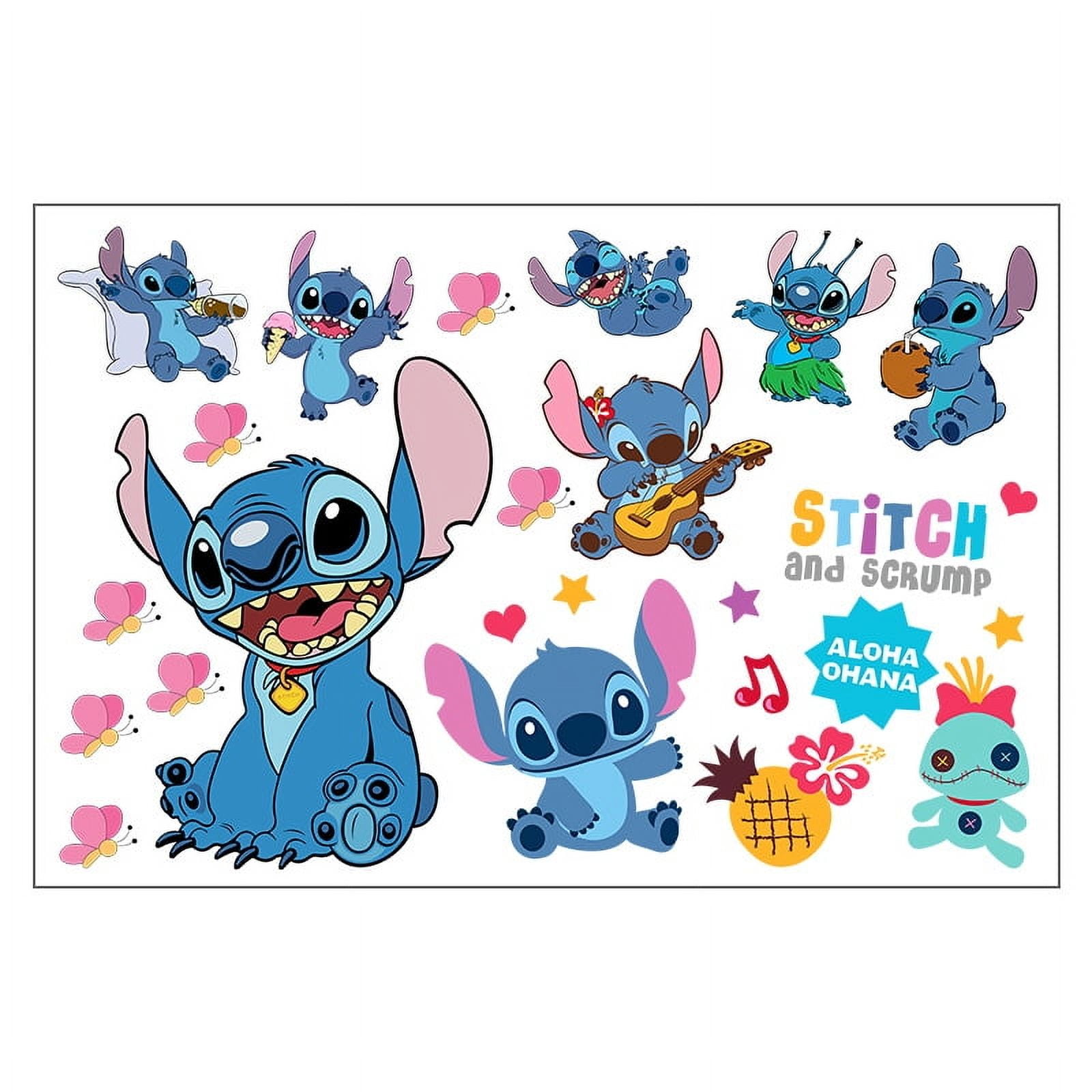 Disney Stitch 3D Wall Stickers Children's Wall Stickers Cartoon Paper Cartoon Characters Wall Stickers Cartoon background Wall decoration Birthday Gift Children's Bedroom decoration (Stitch) 60*40CM