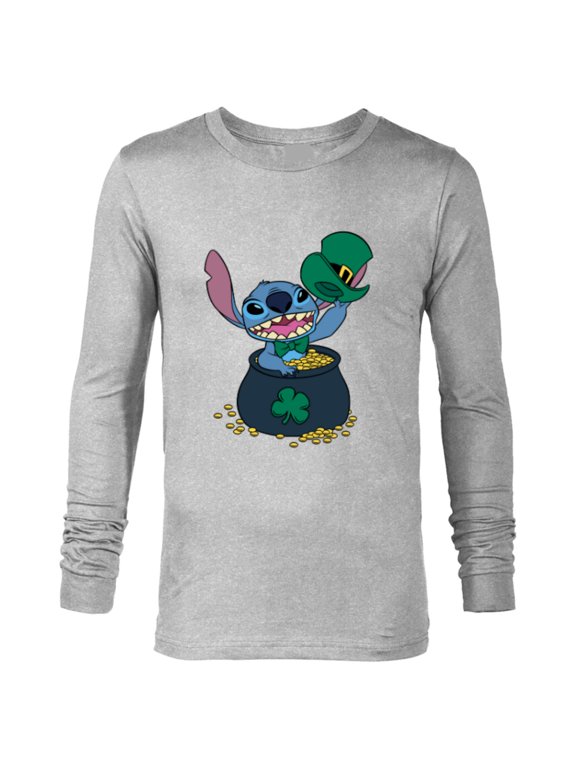 Stitch 4-Leaf Clover Pot of Gold St. Patrick's Day - Long Sleeve T-Shirt for Men - Customized-Athletic Heather