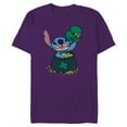 thumbnail image 1 of Disney Stitch 4-Leaf Clover Pot of Gold St. Patrick's Day - Short Sleeve Blended T-Shirt for Adults - Customized-Purple, 1 of 5