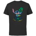 thumbnail image 1 of Disney Stitch 4-Leaf Clover Pot of Gold St. Patrick's Day - Short Sleeve Cotton T-Shirt for Adults - Customized-Black, 1 of 5