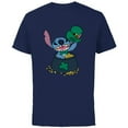 thumbnail image 1 of Disney Stitch 4-Leaf Clover Pot of Gold St. Patrick's Day - Short Sleeve Cotton T-Shirt for Adults - Customized-Navy, 1 of 5