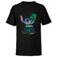 thumbnail image 1 of Disney Stitch 4-Leaf Clover Pot of Gold St. Patrick's Day - Short Sleeve T-Shirt for Kids - Customized-Black, 1 of 5