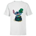 thumbnail image 1 of Disney Stitch 4-Leaf Clover Pot of Gold St. Patrick's Day - Short Sleeve T-Shirt for Kids - Customized-White, 1 of 5