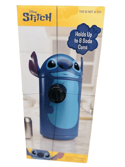 Disney Stitch 4L Mini Fridge, 6-Can Capacity Thermoelectric Cooler & Warmer, Blue - Compact Personal Refrigerator for Skincare, Beverages & Snacks