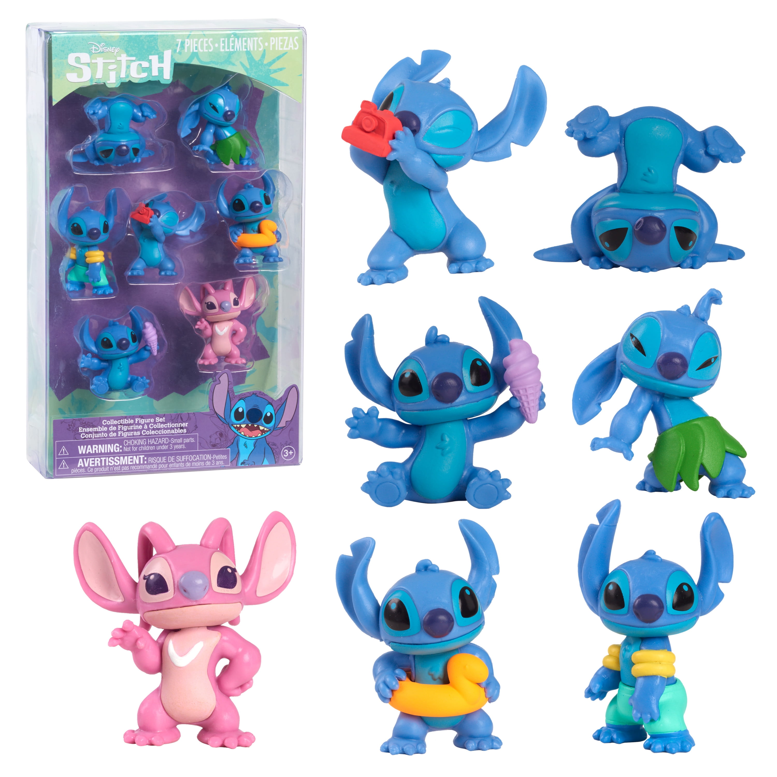 Disney Stitch 7-Piece Collectible Figure Set, Kids Toys for Ages 3 Up, Size: 6.0 inches; 2.0 inches; 10.0 Inches
