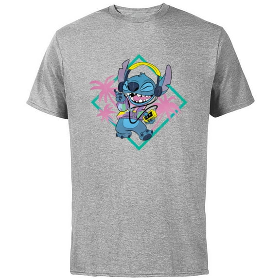 Disney Stitch ‘90s Vibe Retro Distressed - Short Sleeve Cotton T-Shirt for Adults - Customized-Athletic Heather