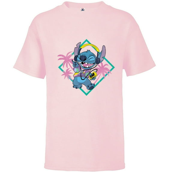 Disney Stitch ‘90s Vibe Retro Distressed - Short Sleeve T-Shirt for Kids - Customized-Soft Pink