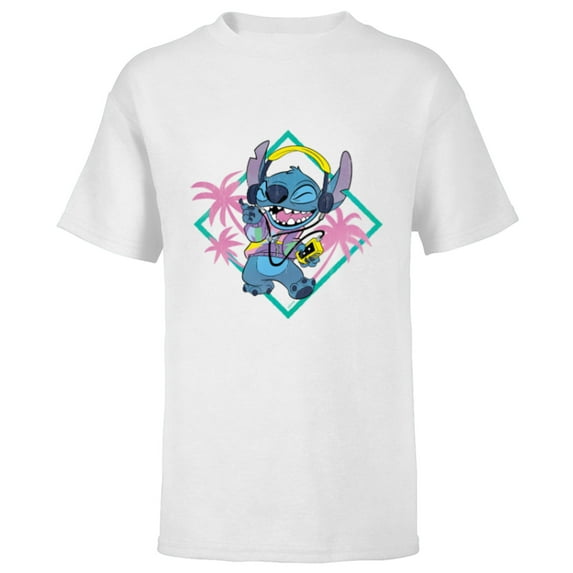 Disney Stitch ‘90s Vibe Retro Distressed - Short Sleeve T-Shirt for Kids - Customized-White