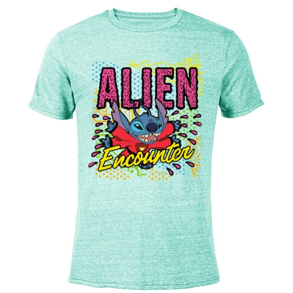 Disney Stitch Alien Encounter - Short Sleeve Blended T-Shirt for Adults - Customized-Ocean Blue