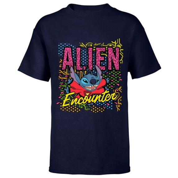 Disney Stitch Alien Encounter - Short Sleeve T-Shirt for Kids - Customized-Navy
