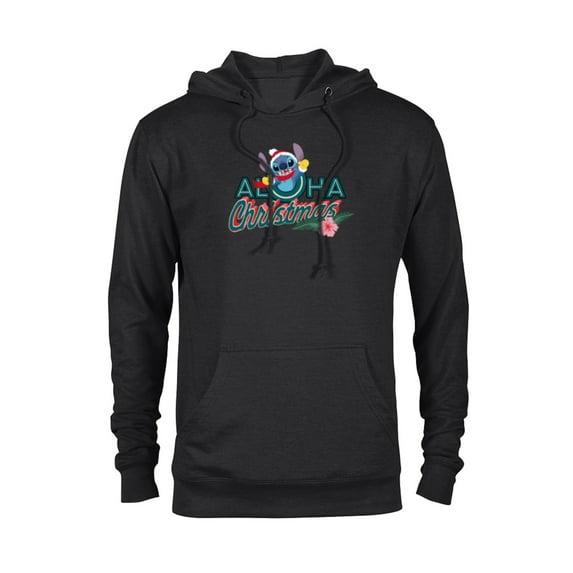 Disney Stitch Aloha Christmas Holiday Standard - Pullover Hoodie for Adults – Customized-Black
