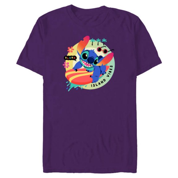 Disney Stitch Aloha Island Vibes - Short Sleeve Blended T-Shirt for Adults - Customized-Purple