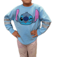 thumbnail image 1 of Disney Stitch Aloha Youth Girl's Long Sleeve Sweatshirt, Light Blue, 1 of 2