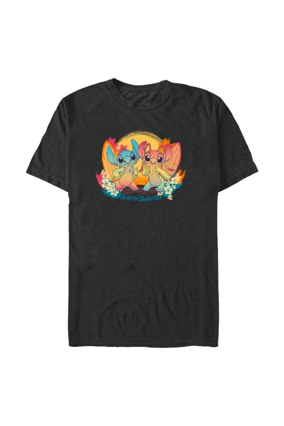 Stitch & Angel Beach Vibes Hawai'i Surfin' Sweeties - Short Sleeve Blended T-Shirt for Adults - Customized-Dark Heather