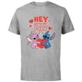 thumbnail image 1 of Disney Stitch & Angel Hey You’re My Fav Love Valentine’s Day - Short Sleeve Cotton T-Shirt for Adults - Customized-Athletic Heather, 1 of 5